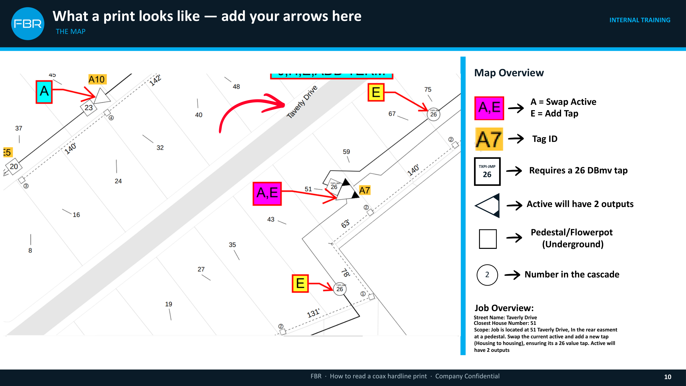 Taverly Drive print example with tags and tap values