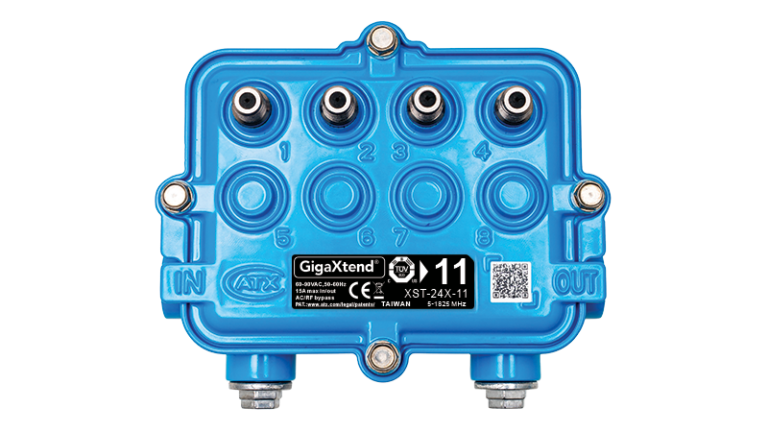 ATX GigaXtend directional tap with IN, OUT, and drop ports labeled